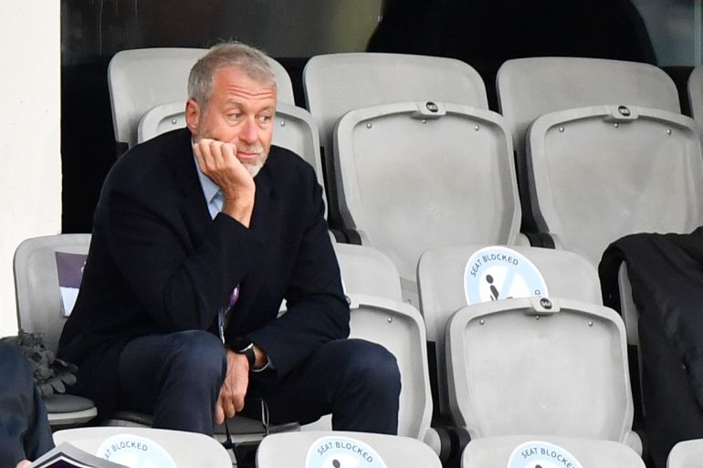 Then Chelsea soccer club owner Roman Abramovich attends the UEFA Women's Champions League final soccer match against FC Barcelona in Gothenburg, Sweden, May 16, 2021. [AP Photo/Martin Meissner/File]