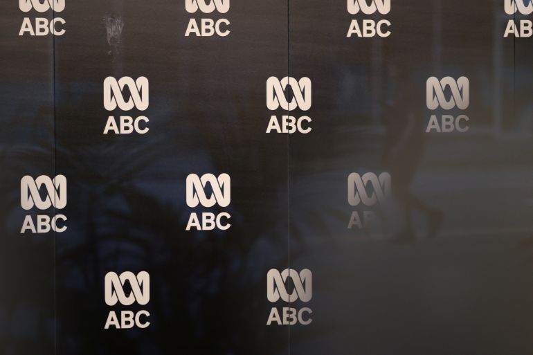 The ABC (Australian Broadcasting Corporation) logo is pictured at its headquarters in Sydney, Australia