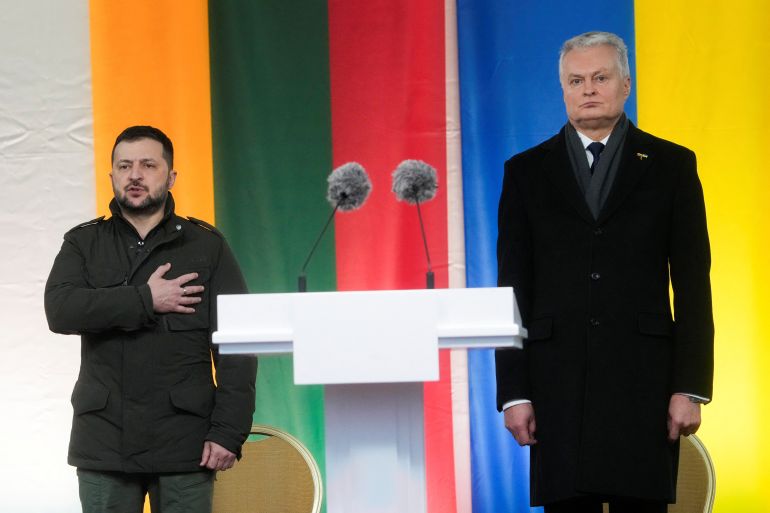 Lithuania's President Gitanas Nauseda and Ukraine's President Volodymyr Zelenskyy