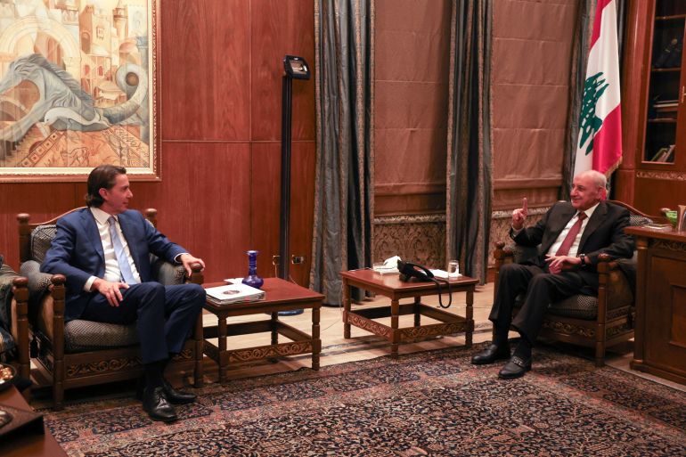 Senior White House adviser Amos Hochstein meets with Lebanese Parliament Speaker Nabih Berri