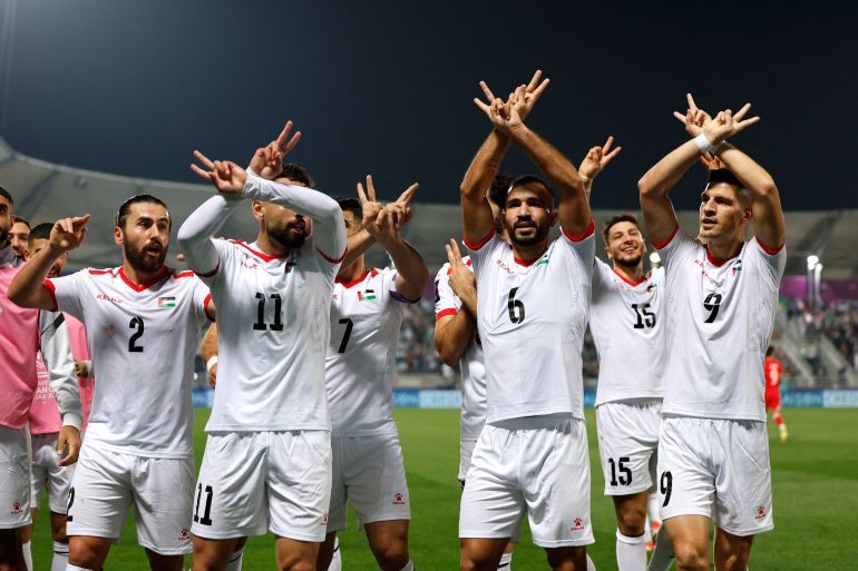 Palestinian players celebrate