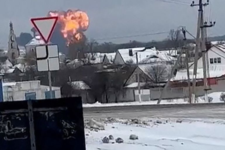 A Russian military transport plane crashes near Yablonovo, Belgorod Region