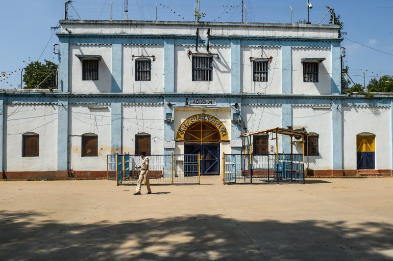 A general view shows the entrance of Sabarmati Central Jail in Ahmedabad