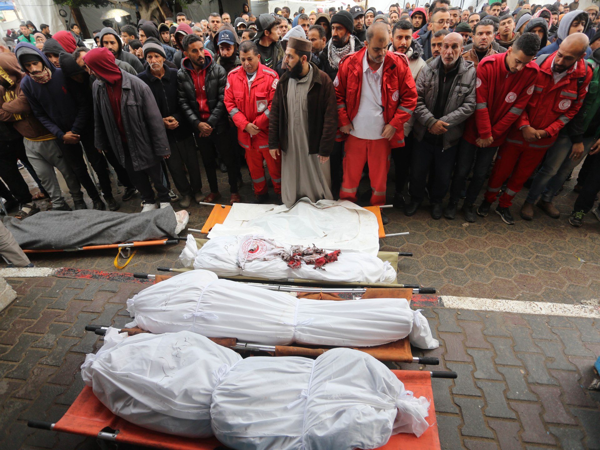 AA 20240111 33410411 33410400 FUNERAL OF MEDICAL PERSONNEL KILLED IN ISRAELI ATTACK ON AMBULANCE IN GAZA 1704970299