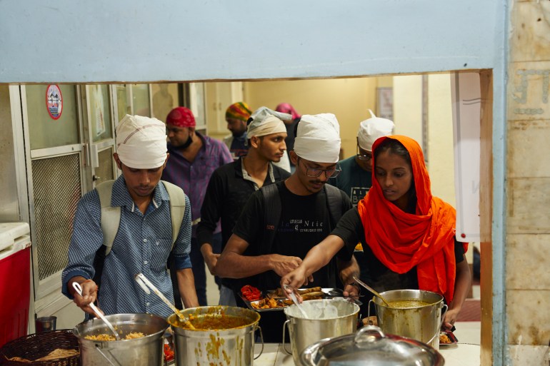 The main dining hall at the Khalsa Diwan Sikh Temple in Manila, Philippines