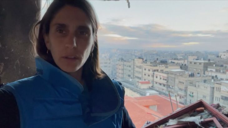 Gemma Connell, the Gaza team leader for the UN humanitarian agency OCHA, inside El Amal City Hospital in Khan Younis