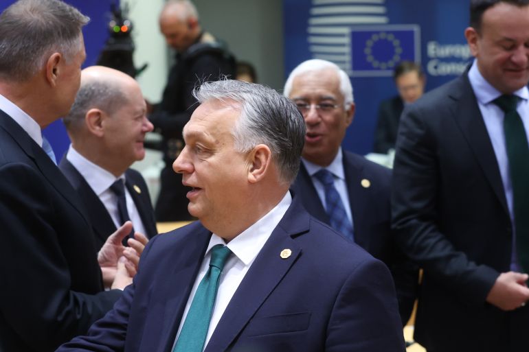 Hungarian Prime Minister Viktor Orban at the meeting in Brussels, Belgium