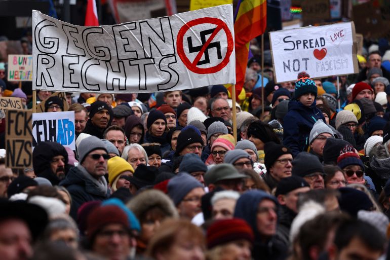 Tens of thousands attend a protest against the Alternative for Germany (AfD) party, right-wing extremism and for the protection of democracy in Frankfurt, Germany, January 20, 2024. REUTERS/Kai Pfaffenbach