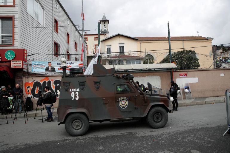 A Turkish police armoured vehicle