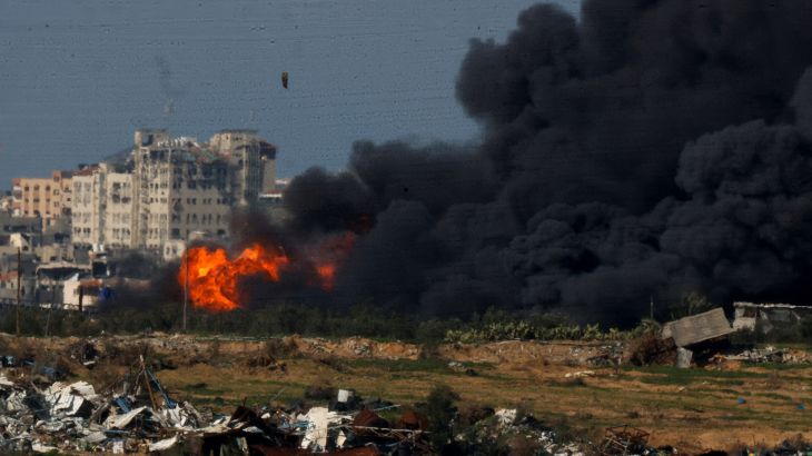 Smoke rises from an explosion in the North Gaza.