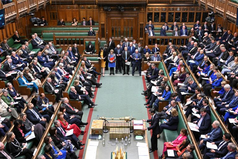 British Prime Minister Rishi Sunak speaks during Prime Minister's Questions, at the House of Commons in London, Britain, February 7, 2024. UK Parliament/Maria Unger/Handout via REUTERS THIS IMAGE HAS BEEN SUPPLIED BY A THIRD PARTY. MANDATORY CREDIT. IMAGE MUST NOT BE ALTERED.