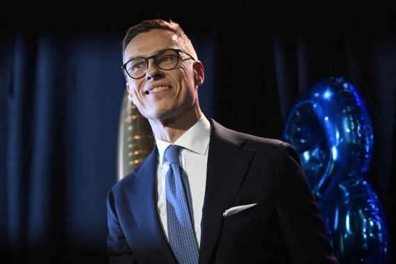 National Coalition Party (NCP) Presidential candidate Alexander Stubb attends his election reception in Helsinki, Finland, February 11, 2024. Lehtikuva/Emmi Korhonen via REUTERS ??ATTENTION EDITORS - THIS IMAGE WAS PROVIDED BY A THIRD PARTY. NO THIRD PARTY SALES. NOT FOR USE BY REUTERS THIRD PARTY DISTRIBUTORS. FINLAND OUT. NO COMMERCIAL OR EDITORIAL SALES IN FINLAND.