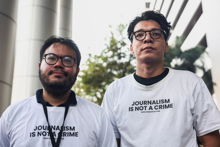 Nattaphol Meksobhon, a reporter from an independent online news outlet Prachatai, and freelance news photographer Nattaphon Phanphongsanon