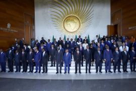Leaders at African Union summit dressed in blue suits