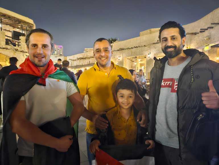 Mohammed (left) and Yazeedi (right) Alshobaki of Jordan at Souq Waqif, Doha (Hafsa Adil/Al Jazeera)