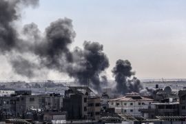 Smoke rises over the residential areas following the Israeli attacks in Rafah