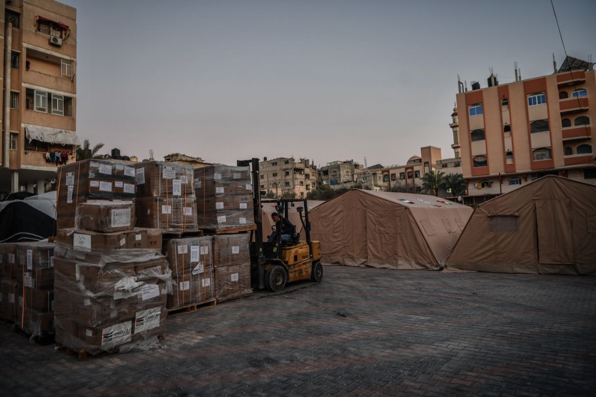 A view of a field hospitals being built for the injured Palestinians in Rafah, Gaza on February 17