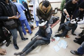 Injured Palestinians are brought to Al-Aqsa Martyrs&#039; Hospital [Ashraf Amra/Anadolu]