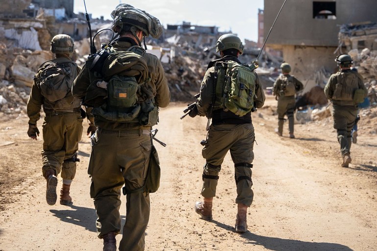 This handout picture released by the Israeli army on February 9, 2024, shows Israeli troops operating in the Gaza Strip