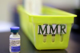 The single-shot measles, mumps and rubella vaccine was first used in the UK in 1988 and is now given widely around the world [File: Eric Risberg/AP]