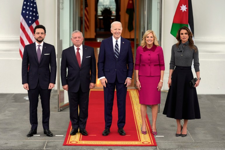 President Biden stands with Jordan's King Abdullah outside of the White House
