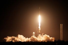 A SpaceX Falcon 9 rocket lifts off from pad 39A at Kennedy Space Center in Cape Canaveral, Fla., early Thursday, Feb. 15, 2024.