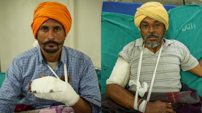 Injured farmers at a hospital in Patiala city where they are being treated with the injuries[Md Meherban/Al Jazeera]