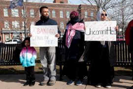 Supporters of the campaign to vote &#039;uncommitted&#039; hold a rally in support of Palestinians in Gaza, ahead of Michigan&#039;s Democratic presidential primary election in Hamtramck, Michigan, the US, February 25, 2024 [Rebecca Cook/Reuters]
