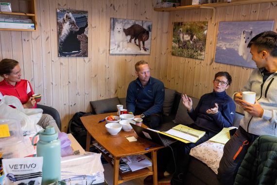 Veterinarian Marianne W. Furnes, Conservation biologists Craig Jackson, Kristine Ulvund and Kang Nian Jap take a break during a medical check-up on the foxes at the Arctic Fox Captive Breeding Station run by Norwegian Institute for Nature Research (NINA) near Oppdal, Norway, July 26, 2023. Climate change and habitat loss push thousands of the world's species to the edge of survival, disrupting food chains and leaving some animals to starve; and while some scientists say it's inevitable that we’ll need more feeding programs to prevent extinctions, others question whether it makes sense to support animals in landscapes that can no longer sustain them. "If the food is not there for them, what do you do?" said Jackson
