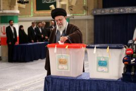 Supreme Leader Ayatollah Ali Khamenei casts his ballot during the parliamentary and Assembly of Experts elections in Tehran, Iran, on Friday, March 1, 2024 [Office of the Iranian Supreme Leader via AP]