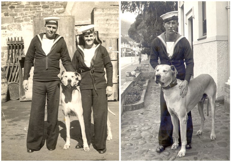 Able Seaman Just Nuisance poses with navy comrades