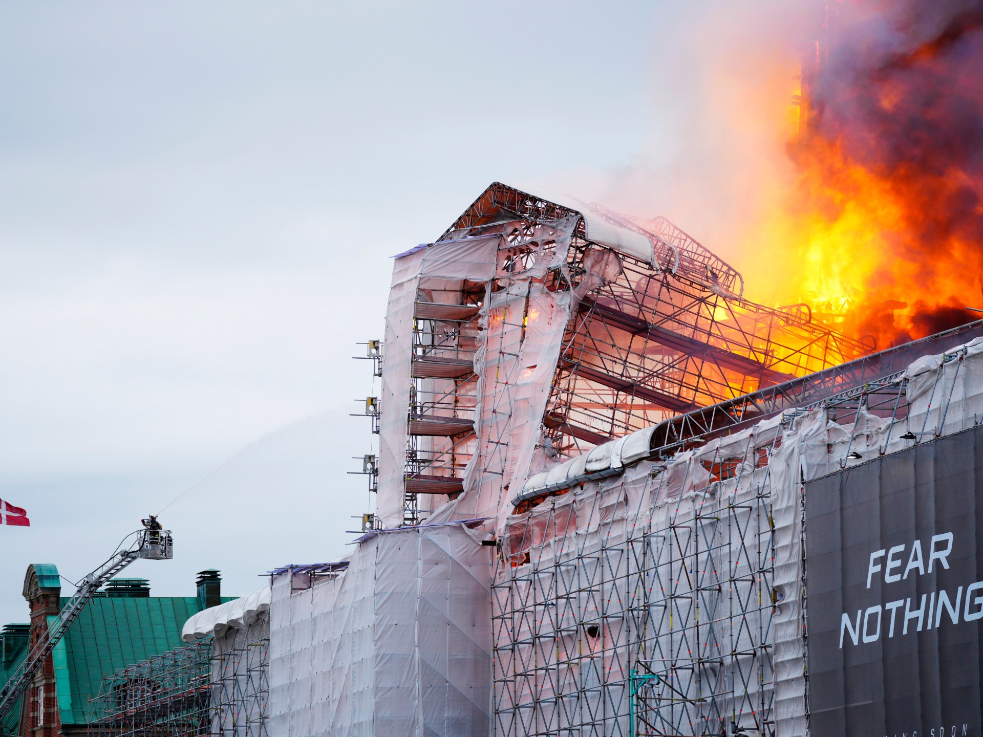Fire engulfs iconic stock exchange building in Denmark’s Copenhagen