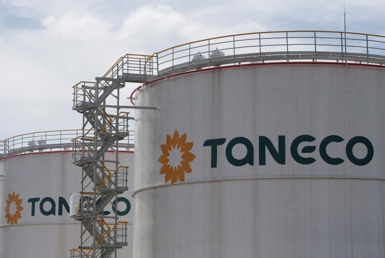 The logo of Taneco are seen on tanks