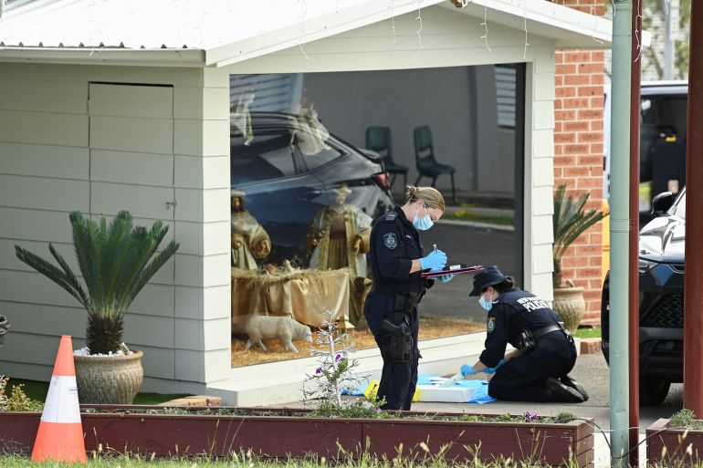 Police investigate at the Assyrian Christ The Good Shepherd Church after a knife attack took place during a service the night before, in Wakely in Sydney, Australia, April 16, 2024.