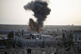 Smoke rises following Israeli strikes on Rafah, in the southern Gaza Strip on April 22, 2024 [Mahdy Zourob/Reuters]