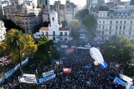 Huge crowds gather to protest President Javier Milei&#039;s cuts on public education, in Buenos Aires, Argentina, April 23, 2024 [Agustin Marcarian/Reuters]