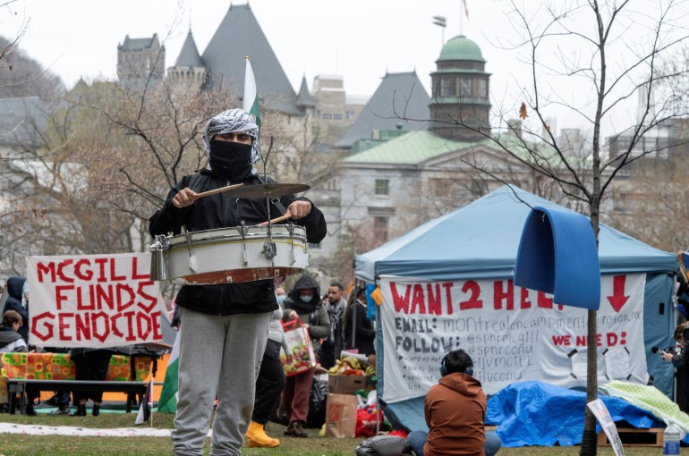 Protest encampments in support of Palestinians at McGill University in Canada