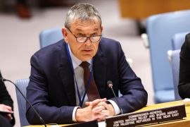 UN Relief and Works Agency (UNRWA) Commissioner General Philippe Lazzarini speaks during a UN Security Council meeting on UNRWA at UN headquarters in New York on April 17, 2024. [Charly Triballeau/AFP] (AFP)