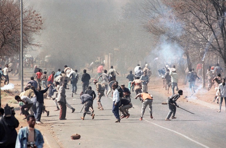 Protesters in apartheid South Africa