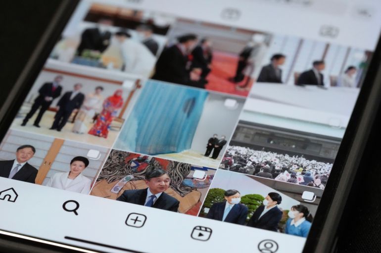 A close up of a phone screen showing the new Instagram account of the Japanese royal household