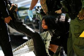 Authorities detain a protester during a pro-Palestinian demonstration on the campus of Emory University in Atlanta, Georgia, the United States. [Mike Stewart/AP Photo]