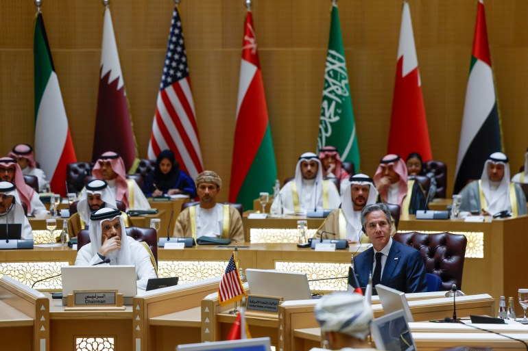 Saudi Arabia's Foreign Minister Prince Faisal bin Farhan bin Abdullah, U.S. Secretary of State Antony Blinken