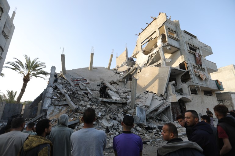 People inspect damage and recover items from their homes following Israeli air strikes on April 02, 2024 in Rafah, Gaza. [Ahmad Hasaballah/Getty Images]