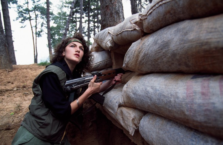 Emina Bakic joined the Bosnian army at the age of 18 after her father died. Emina in her army fatigues.