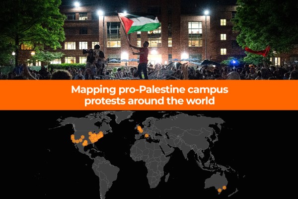 Картографиране на пропалестинските протести в кампуса по света