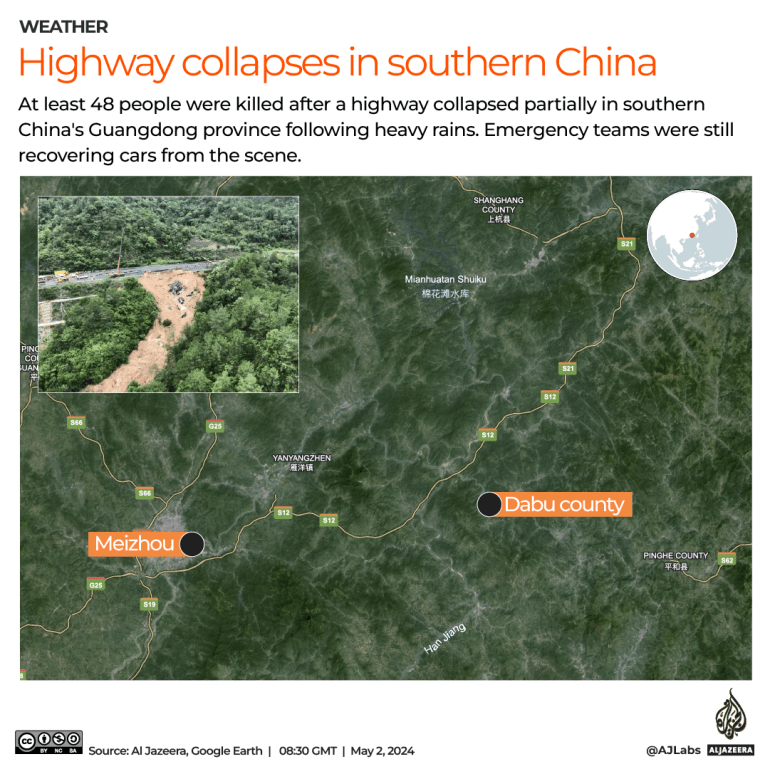 Se eleva a 48 el número de muertos por el derrumbe de una carretera en el sur de China  Noticias