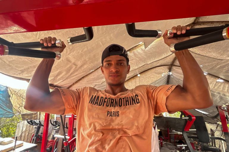 Gaza bodybuilder in training.