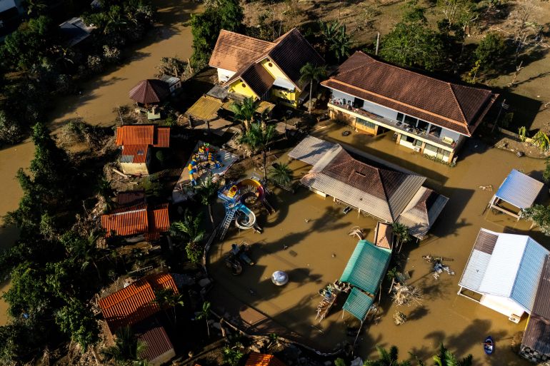 A drone view shows a flooded resort following deadly flooding in Hat Yai district, Songkhla province, Thailand, November 30, 2025. REUTERS/Athit Perawongmetha