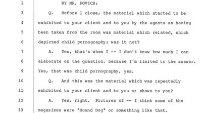 Court testimony showing Nader's lawyer recognising his possession of child pornography in the 1980s [Al Jazeera]