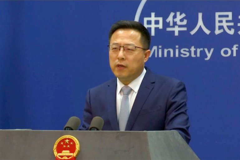 Chinese Foreign Ministry spokesperson Zhao Lijian speaks during a media briefing.